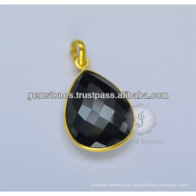 Black Onyx Gemstone Silver Pendant Necklace para presente de aniversário